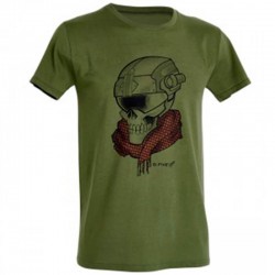 Defcon 5 T-Shirt Skull with Helmet OD Green