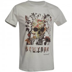 D.Five T-Shirt Skull with Flowers Zinc