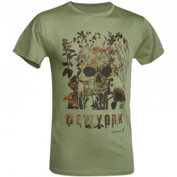 D.Five T-Shirt Skull with Flowers OD Green