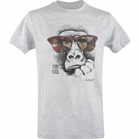 D.Five T-Shirt Monkey with Glasses Heather Grey