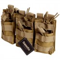 DragonPro Double Layer Triple 5.56 Mag Pouch Khaki
