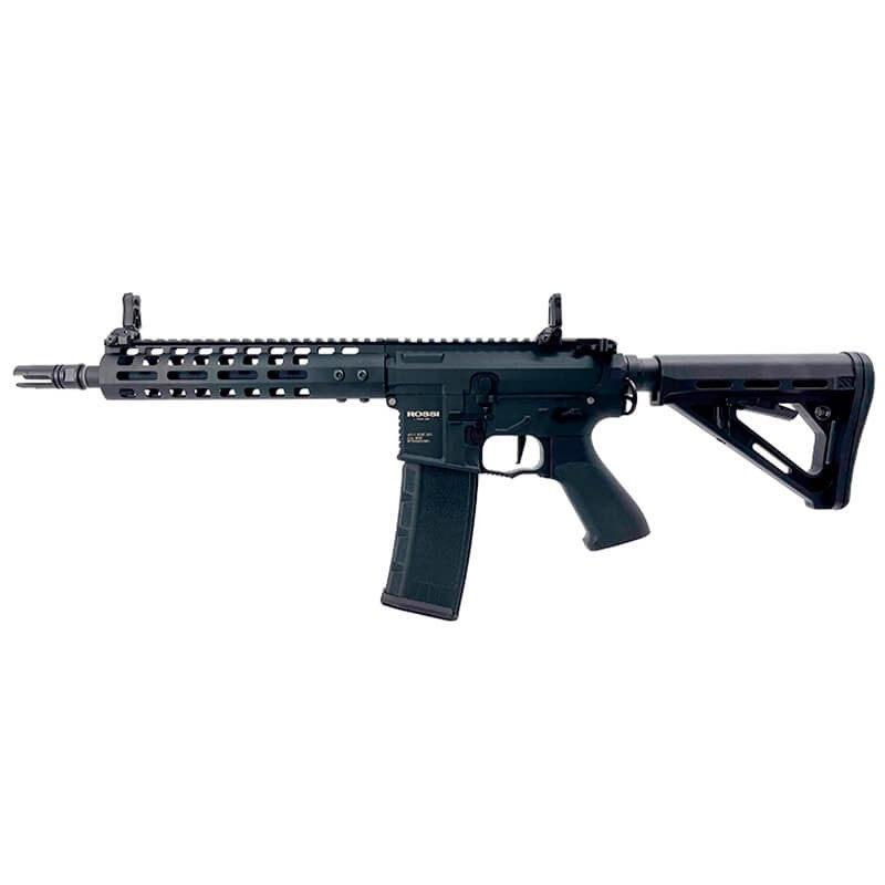 Réplica AEG Rossi Sentinel Epsilon en color negro. Equipado con gatillo electrónico ETU, guardamanos M‑Lok de 9”, gearbox V2 ref