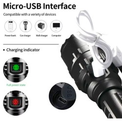 Linterna LED XML-L2 + Pulsador – Linterna táctica recargable USB