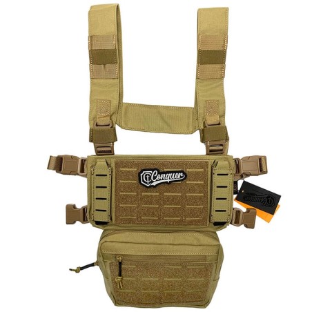 CONQUER Core Chest Rig TAN – Chaleco táctico ligero para airsoft.