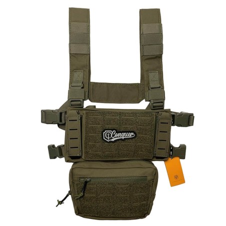 CONQUER Core Chest Rig RG – Chaleco táctico Ranger Green para airsoft.