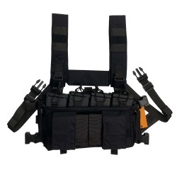 Conquer Micro Chest Rig Negro – rig compacto modular en color negro sólido