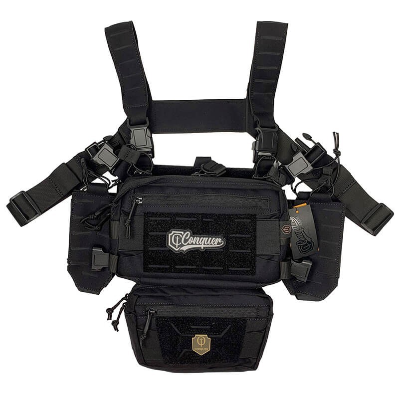 Conquer Titan Chest Rig BK – Chaleco táctico modular para Airsoft. Conquer Titan Chest Rig BK – Chaleco táctico modular para Airsoft.