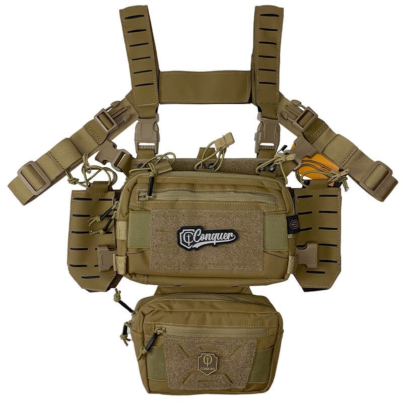 Conquer Titan Chest Rig Coyote Brown – Chaleco táctico modular Airsoft Conquer Titan Chest Rig Coyote Brown – Chaleco táctico modular Airsoft