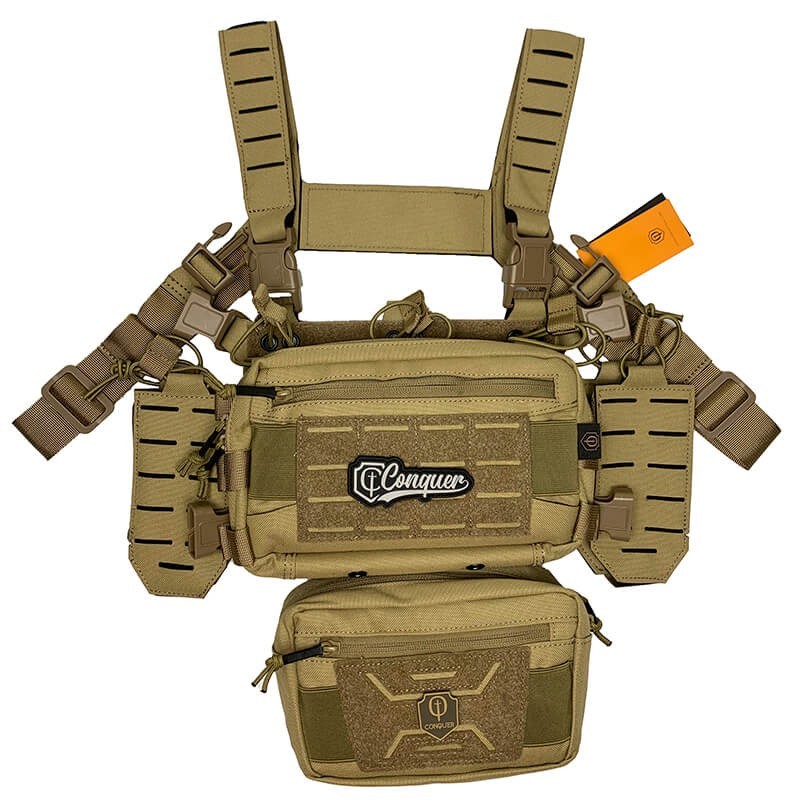 Conquer Titan Chest Rig Tan – Chaleco táctico modular Airsoft Conquer Titan Chest Rig Tan – Chaleco táctico modular Airsoft