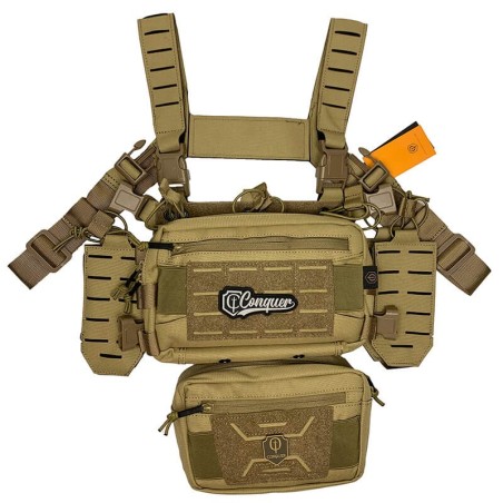 Conquer Titan Chest Rig Tan – Chaleco táctico modular Airsoft