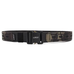 Ceñidor táctico Corso Hook Laser MK4 Multicam Black – Cinturón MOLLE con hebilla metálica.